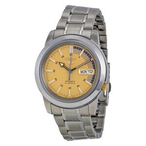 NWT Authentic Seiko 5 Automatic Gold Dial Stainless Steel Men's Watch